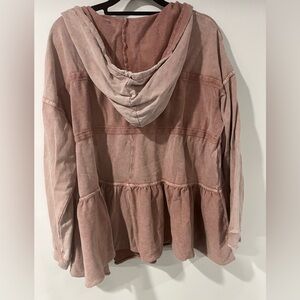 EASEL Peplum Pink Hooded